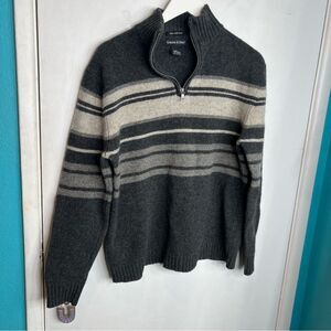 Grayson and Dunn are 100% lambs wool 1/4 zip man’s sweater striped